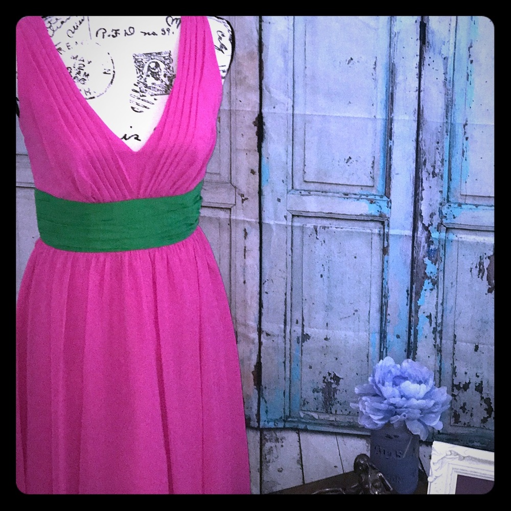 Custom Alfred Angelo fuchsia and shamrock dress